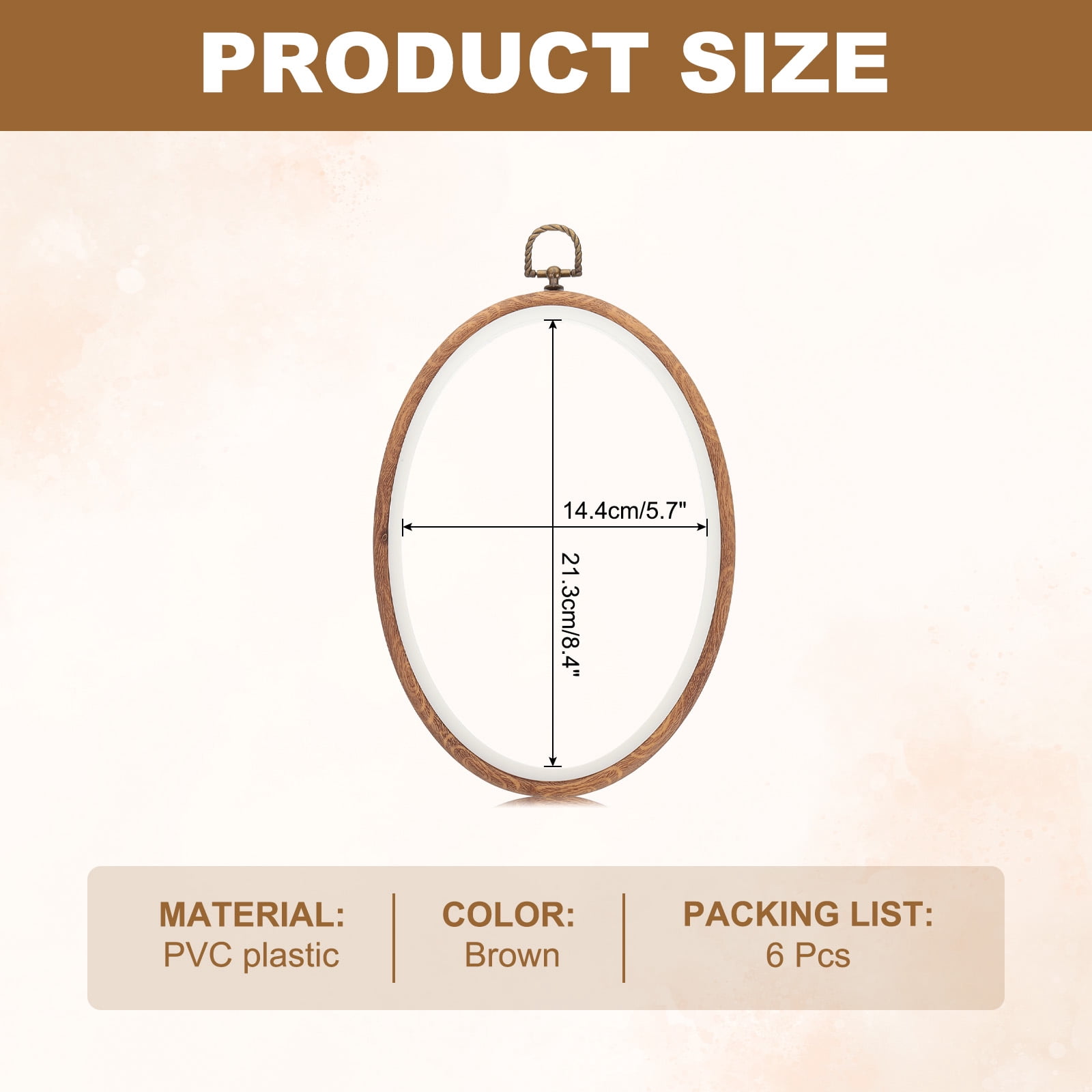 Uxcell 6 Pieces 8.4"x5.7" Embroidery Hoops Frame Imitated Wood Oval Cross Stitch Hoop Ring for Embroidery Art Craft Handy Sewing Decoration