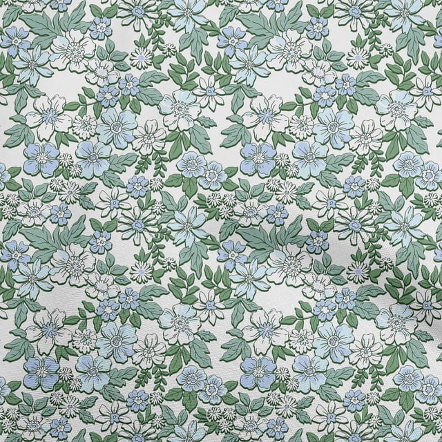 oneOone Velvet Dusty Teal Green Fabric Florals Craft Projects Decor Fabric Printed By The Yard 58 Inch Wide
