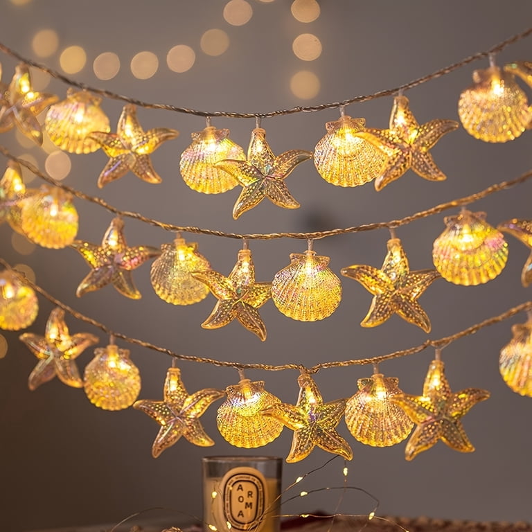 20FT 40LED Starfish & Seashell String Lights, USB Powered Summer