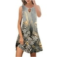thumbnail image 1 of Mefallenssiah Femmes Robe Sans Manches Col Rond Femmes Mode Imprimé Décontracté Col Rond Sans Manches Robe Longue, 1 of 4