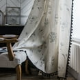 thumbnail image 2 of Namzi 1 piece rural style gray flower print curtain black tassel kitchen curtain bay window through pole curtain 59.06 * 110.24in, 2 of 5