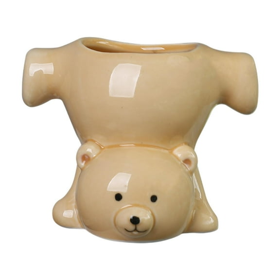 MAGIDEAL Bear Plant Pot Pen Holder Planters Organizer Flower Pot for Indoor Plants Garden Khaki