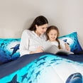 thumbnail image 5 of Feelyou 3D Marine Shark Queen Comforter Set, Ocean Fish Animal Kid Bedding Set, 3pcs, 5 of 8