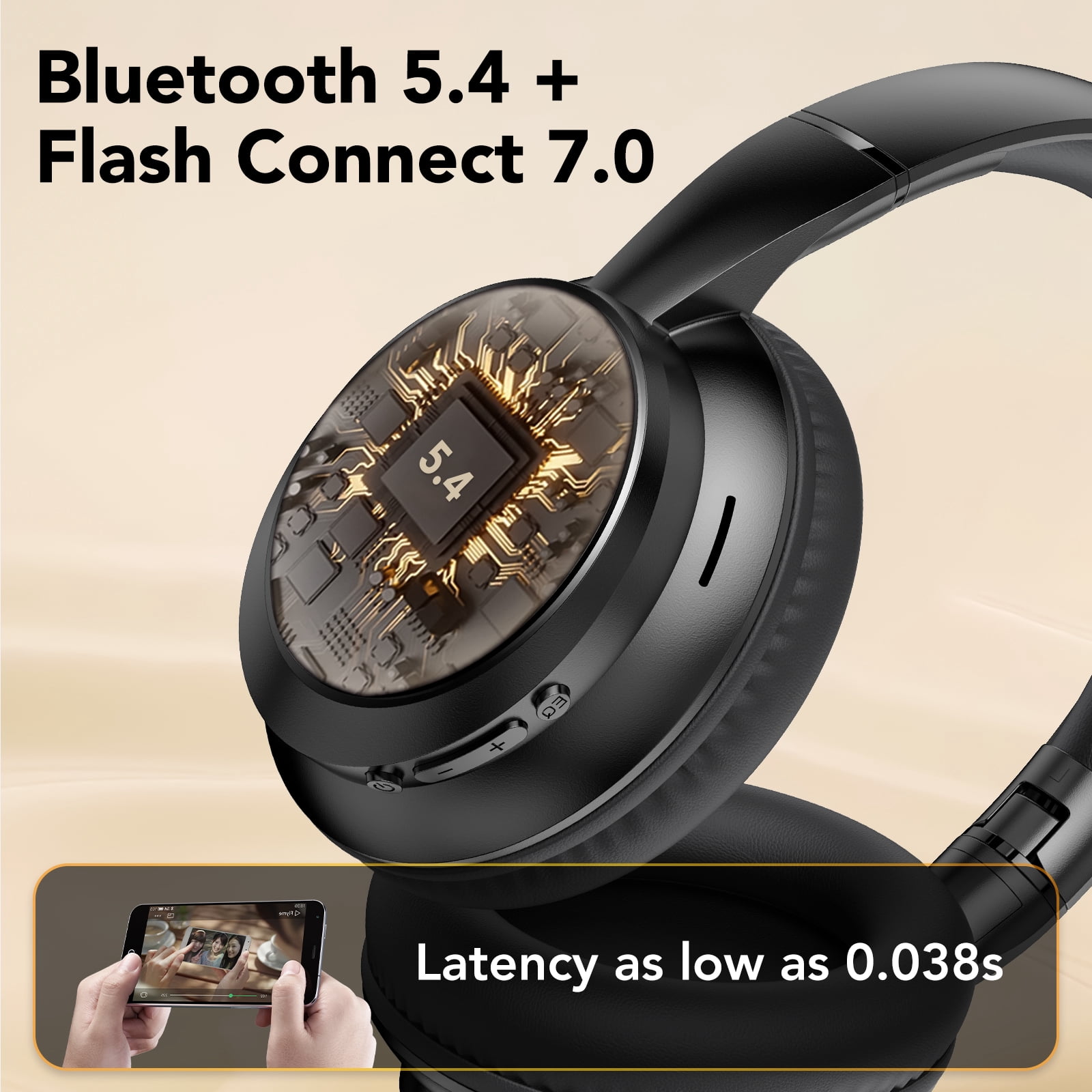Wireless Bluetooth Headphones 5.4, 40H Playtime with 3 EQ Modes, 4 Micrs ENC Noise Cancelling for Clear Calls, Bass Boosted by 85%, Comfort Fit, Over Ear Headphones for Travel Home Office PC Black thumbnail 14