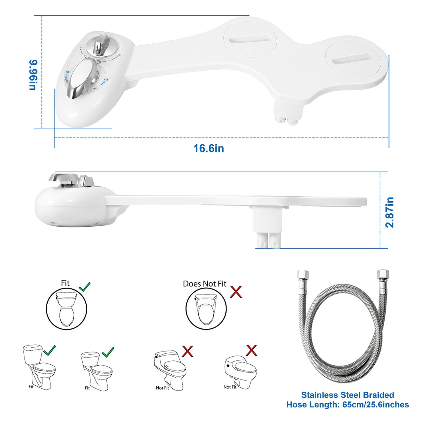 Cold Water Spray Bathroom Bidet TeqHome Self Cleaning Dual Nozzle Non-Electric Mechanical Toilet Restroom Seat Cover Attachment