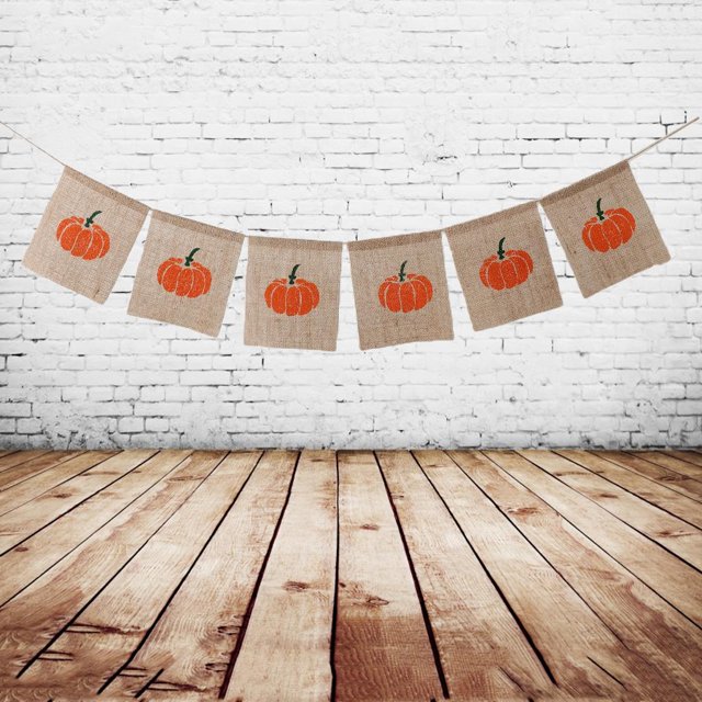 Calabaza rústica impresa Acción de gracias Decoración Accesorios para fotografía Yotijar Pumpkin Bunting Banner