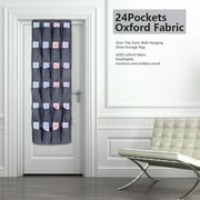 Qiilu 24Pockets Oxford Fabric Over The Door Wall Hanging Shoe Storage Bag Organizer Space Saving Rack, Hanging Storage Organizer, Over The Door Shoe Rack