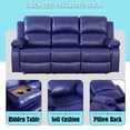 thumbnail image 2 of Caberryne Recliner Sofa with Double Recliners for Living Room Furniture Sets，Leather Reclining Couch with Cup Holders/Hidden Table for Living Room/Office/Theater Seating(3 Seater Sofa,Purple), 2 of 5
