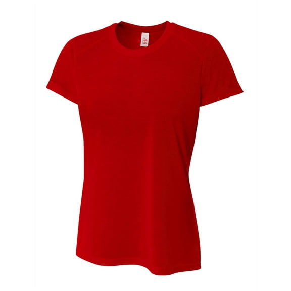 A4 Spun Poly Tee For Women in Scarlet | NW3264
