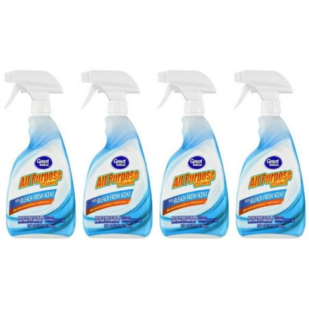 (4 Pack) Great Value Fresh Scent All Purpose Cleaner with Bleach, 32 fl