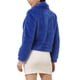 thumbnail image 3 of Abrigo de piel de mujer INSPIRE CHIC, moda de invierno, chaqueta corta de frente abierto, solapa, manga larga, abrigo de piel sintética esponjosa, azul real, 3 of 6