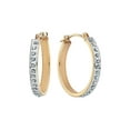 thumbnail image 2 of Gem & Harmony 14K Yellow Gold Accent Diamond Round Hoop Earrings i(3/4 inch) for Women, 2 of 6
