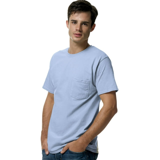 Hanes T-Shirt à Poche pour Hommes Sans Étiquette, 2TG, Bleu Pâle