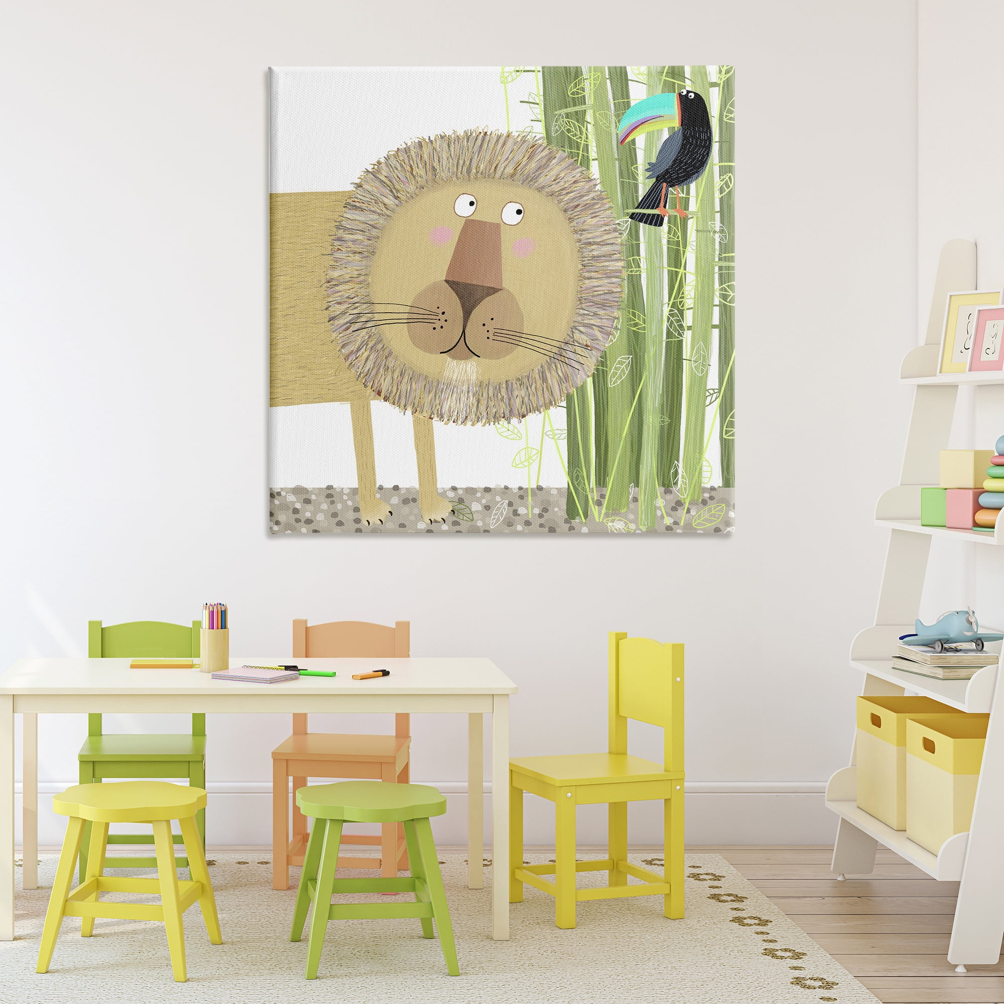 Stupell Industries Lion with Bamboo Trees & Toucan Canvas Wall Art, design by Carla Daly