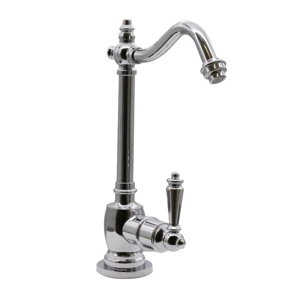 Westbrass 9" Victorian 1-Lever Cold Water Dispenser Kit with Under Sink Filter System, Kitchen Sink Strainer & Disposal Trim Set, Polished Chrome