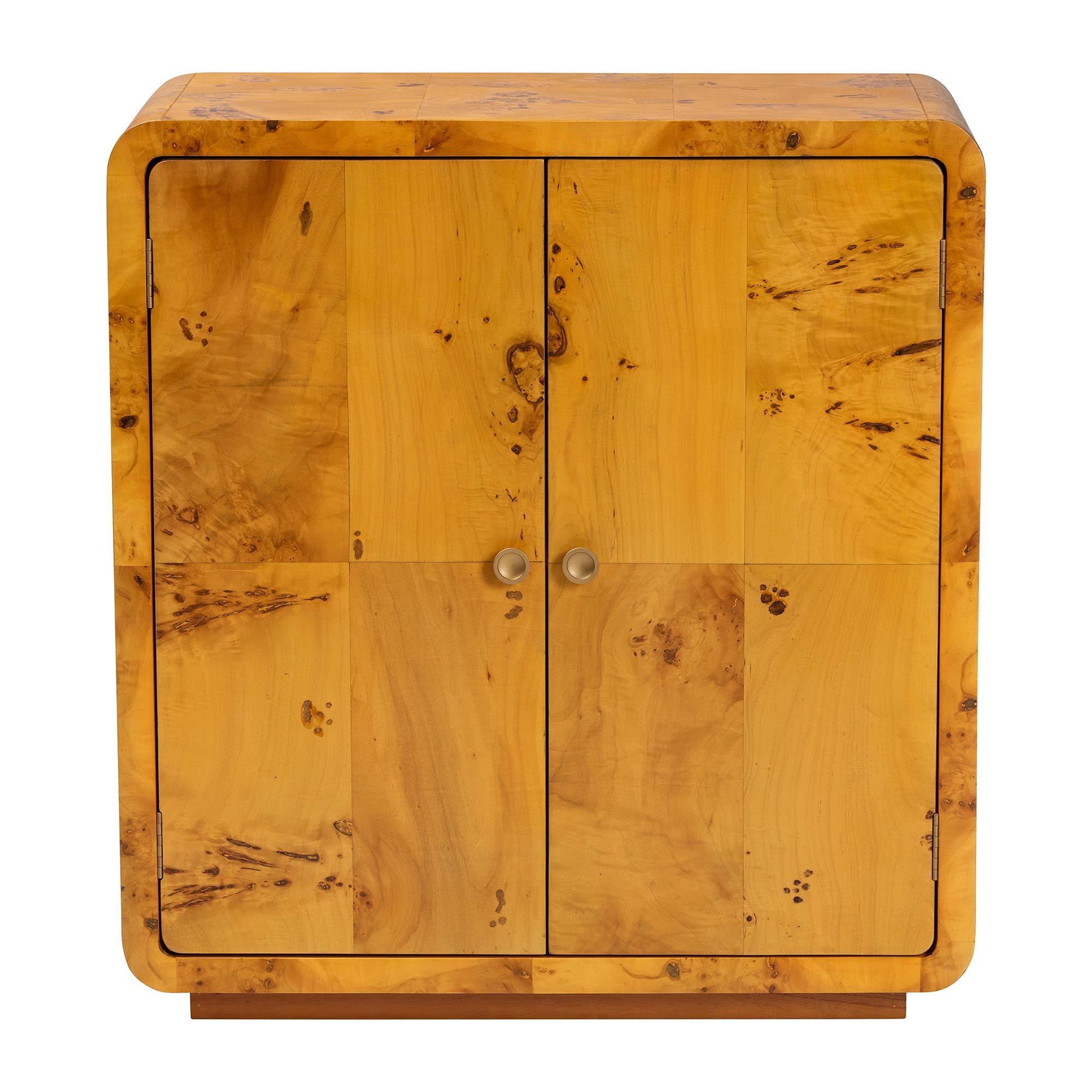 bali & pari Netra Modern Storage Cabinet, 2-Shelf, Light Mappa Burl
