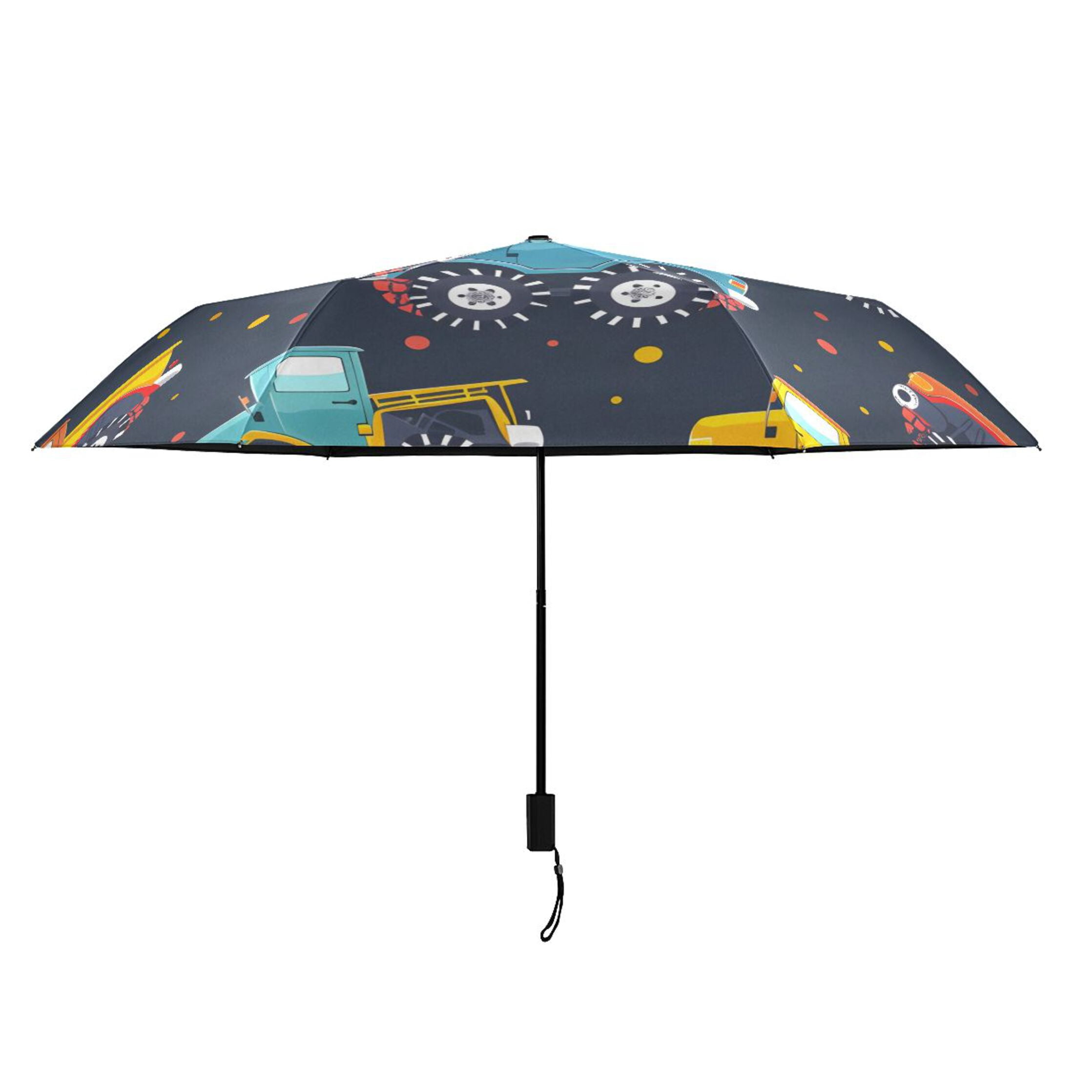 ALAZA Cute Vehicles Car UPF 50+ Compact Folding Umbrella for Rain Travel Umbrella Packable