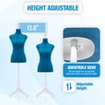 thumbnail image 3 of FDW Dress Form Sewing Mannequin - 50-63" Adjustable w/Wooden Tripod Stand，Blue, 3 of 7