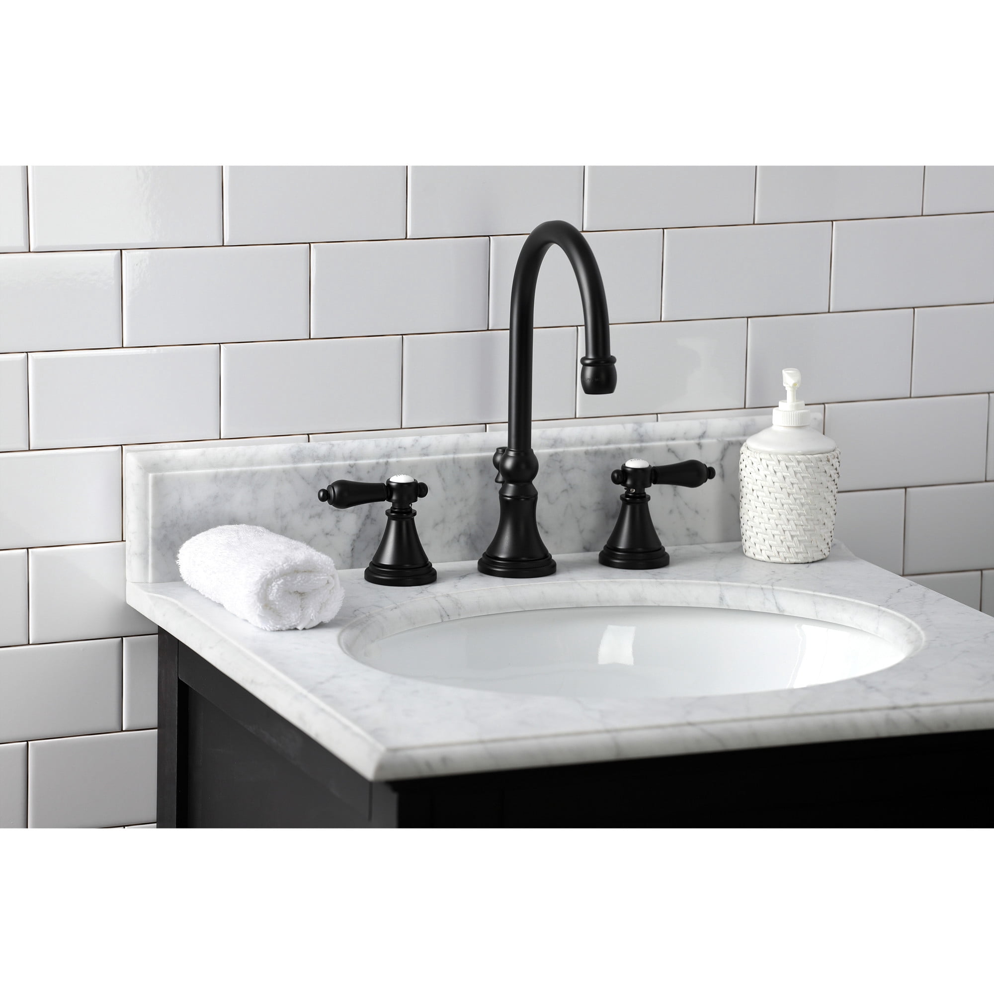 Kingston Brass KS2980BAL Heirloom Widespread Bathroom Faucet with Brass Pop-Up, Matte Black