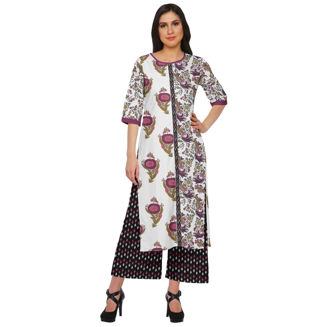 Moomaya Viscose Santoon Palazzo Set Womens Printed Ethnic Sets Casual Clothing