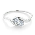 thumbnail image 2 of Gem Stone King 10K White Gold White Moissanite 2-Stone Engagement Ring for Women (0.32 Cttw, Round 3.5MM, Size 9), 2 of 4