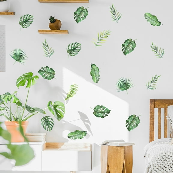 Clearance Wall stickers under $5,Green Leaves Wall Decal Wall Decals Fresh Leaves Sticker For Bedroom Office Decoration Wall Decals