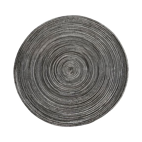 Cotton Yarn Braided Woven Placemats and Coasters 15 Inch Cute Woven Vinyl Circle Placemat, Durable Round Table Mats for Home Decorations Dining Table Placemats, Non-Slip, 1Pc(Black,15x15")