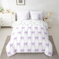 thumbnail image 2 of Manfei Cute Bowtie Bedding Comforter Set 7pcs,Purple White Queen Bedding Sets,Princess Bow Knot Queen Sheet Sets For Girls,Microfiber Bedroom Decor Reversible, 2 of 8