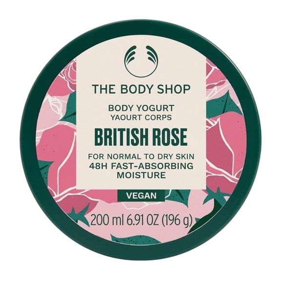The Body Shop British Rose Body Yogurt, Fast Absorbing Moisturizer, Normal to Dry Skin, 200ml / 6.91 oz