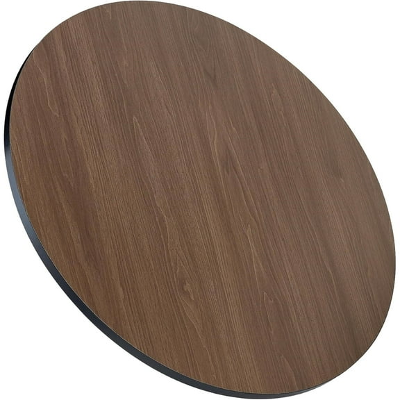 29.92" Round Table Top Wood - Walnut & Black Double Sided, Outdoor Dining Replacement for Restaurants, Cafes, Bars