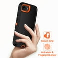 thumbnail image 2 of I-HONVA For iPhone 16e Case,[with 2 Pack Screen Protector] 3-Layer Military Grade Drop Anti-Slip Bumper Rugged Shockproof Dustproof Protection 6.1 inch Phone Case for Apple iPhone 16e,Black/Orange, 2 of 7