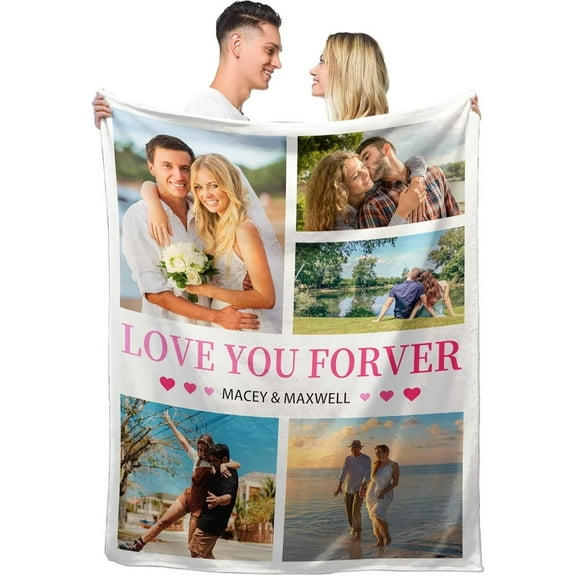 AISENIN Customized Blanket with Text Custom Blankets for Couples Blanket for Girlfriend Boyfriend Gifts for Wife Husband Christmas Birthday Presents for Couple