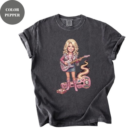 Dolly Shirt, Retro Country Music Tee, Pink Guitar Cowgirl Shirt, Western Concert Inspired T-Shirt, Country Singer Fan Gift