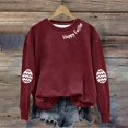 thumbnail image 4 of Clearance Sales Graphic Sweatshirts for Women Women's Happy Easter English Printed Round Neck Long Sleeve Hooded Sweatshirt, 4 of 7