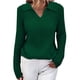 thumbnail image 3 of Suéter de punto para mujer Otoño Invierno Solapa Color sólido Slim V Cuello Tops Ropa Verde M, 3 of 5