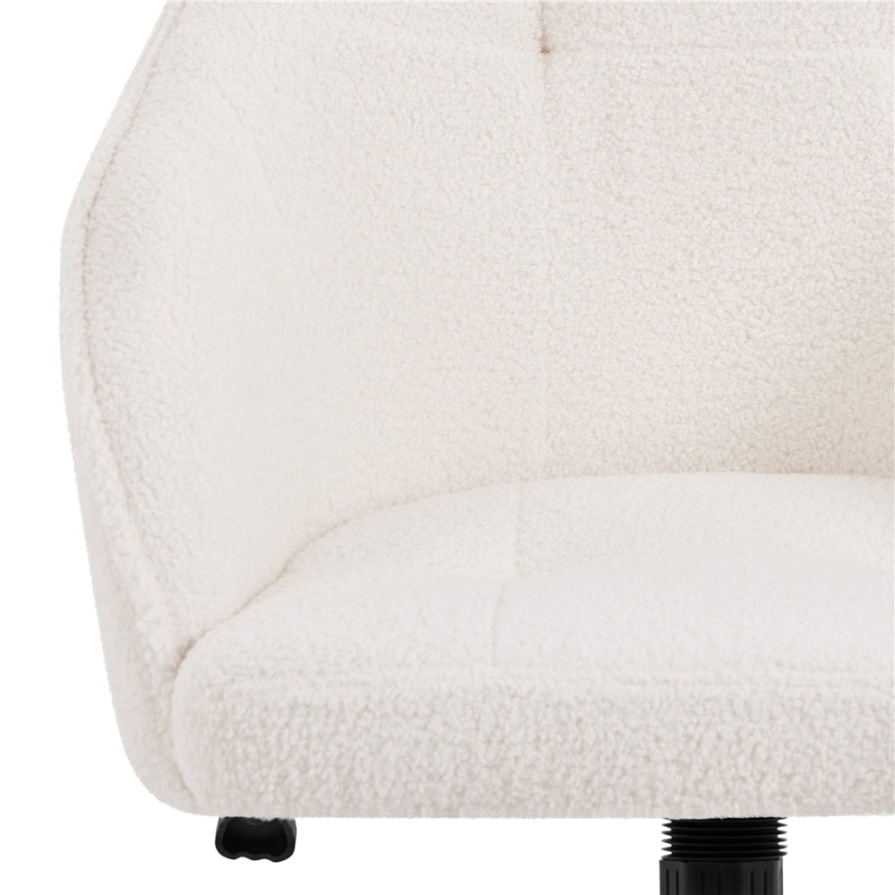 Yaheetech Modern Boucle Desk Chair for Home Office,Ivory