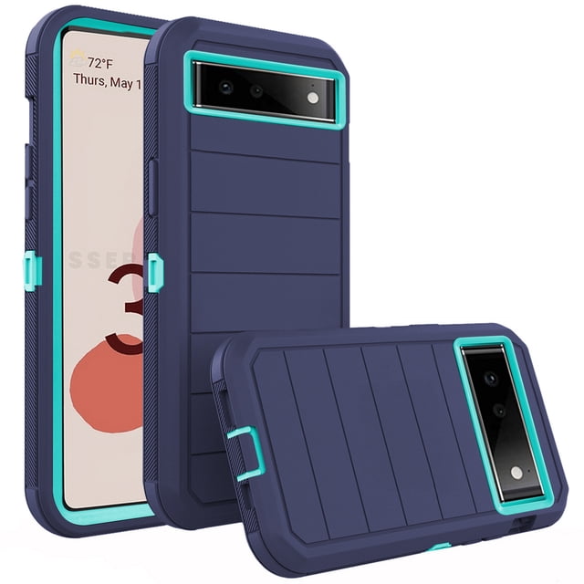 Asuwish Compatible with Google Pixel 6 Phone Case Hybrid Rugged Shockproof Hard Protective Drop Proof Full Body Heavy Duty Mobile Cell Cover for Pixel6 Pixle Six Women Men Blue
