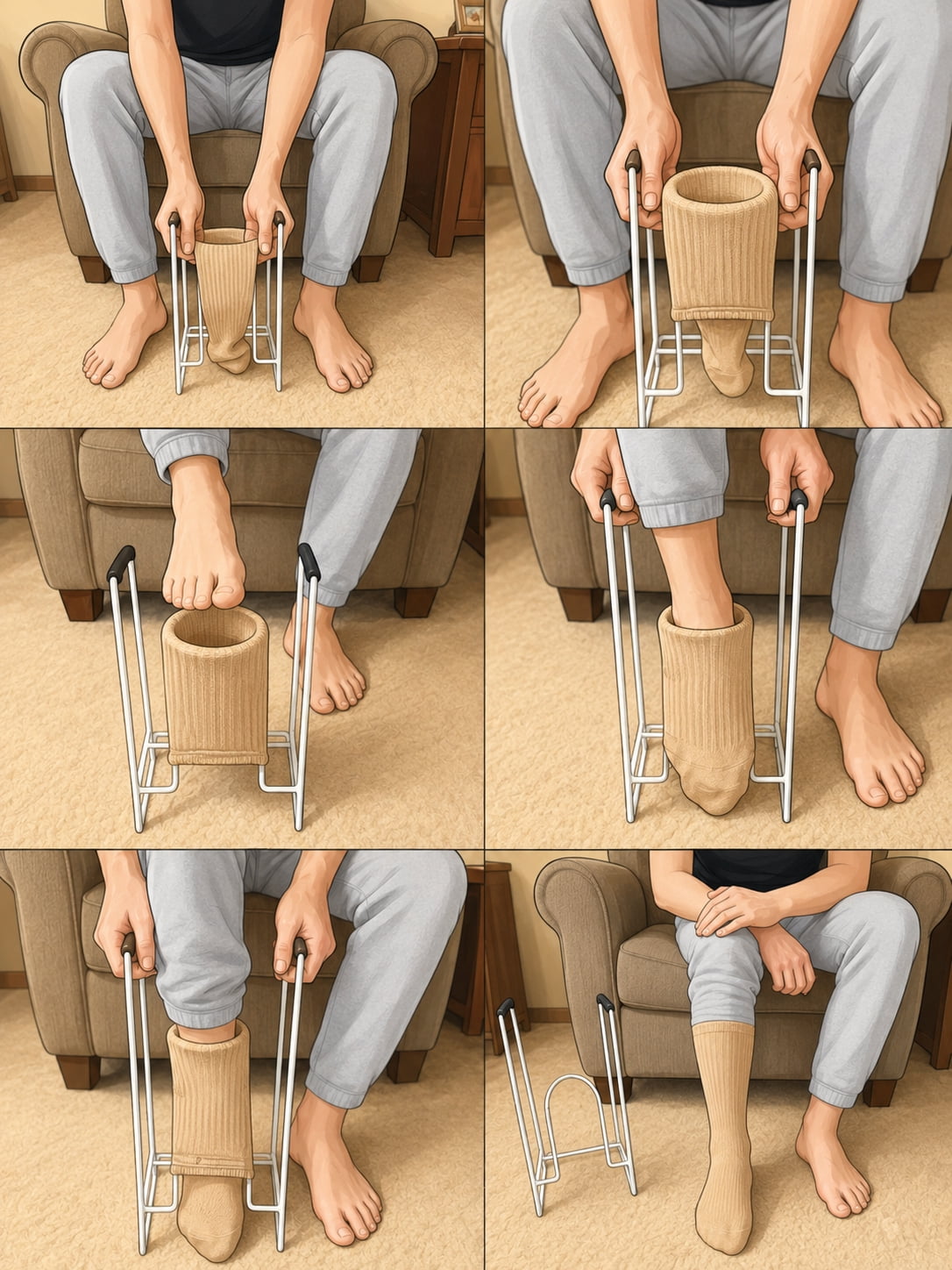 Rehabilitation Advantage Stocking Donner Durable Metal Frame Ergonomic Design Sock and Stocking Aid