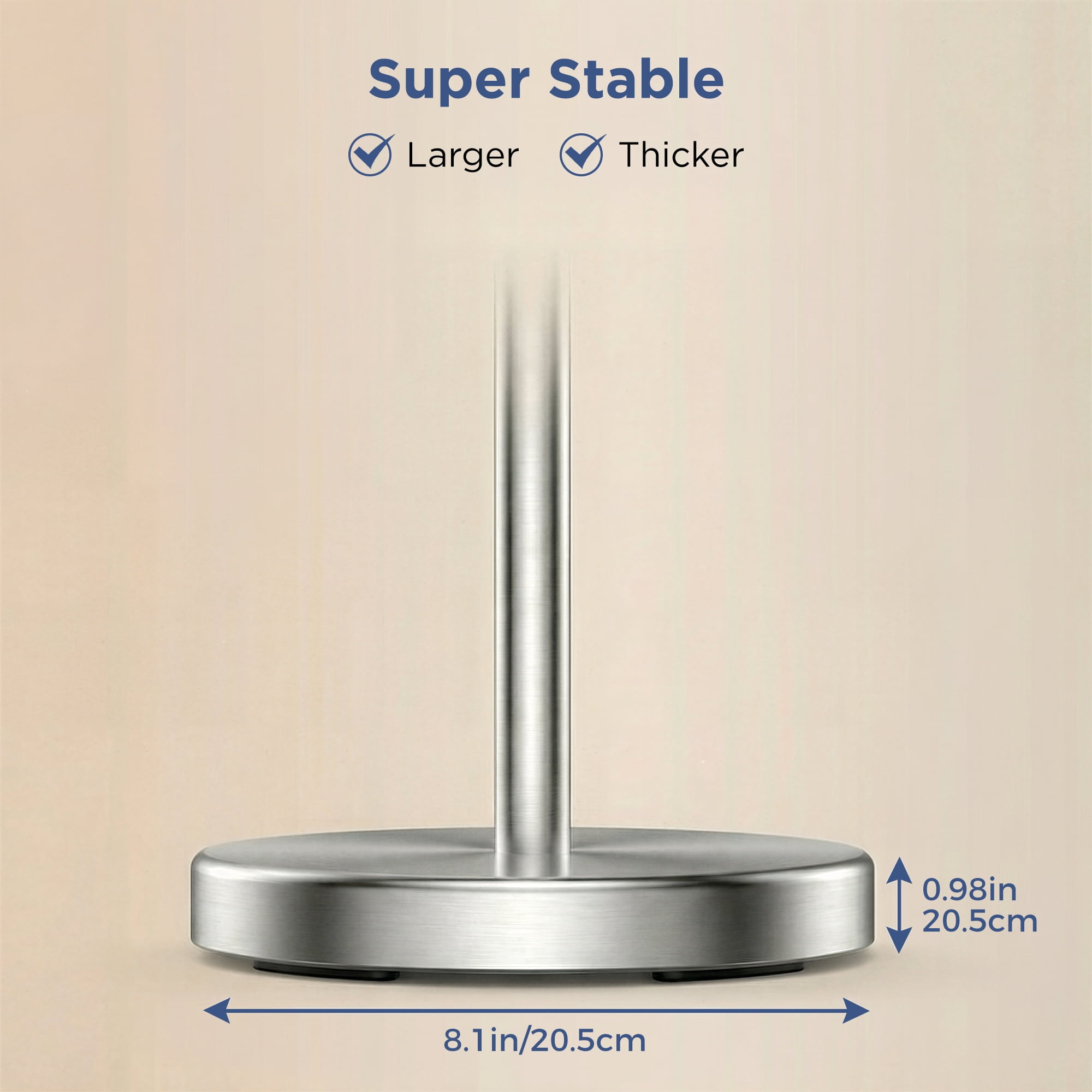 TVOFEK Freestanding Toilet Paper Holder Stand, Toilet Roll Holder Stainless Steel, Post Pivoting Design & Stable Weighted Base, Brushed Nickel