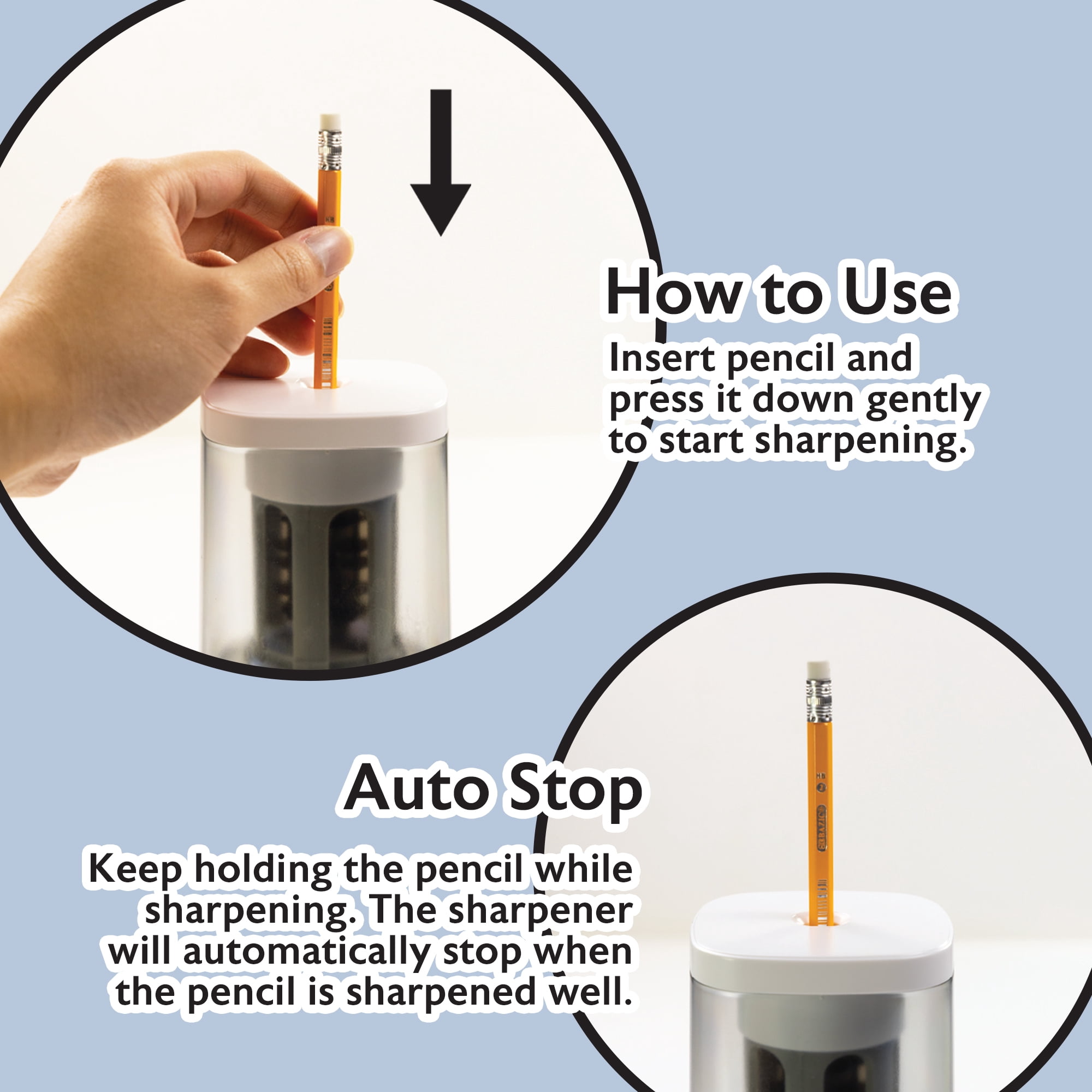 BAZIC Products Electric Pencil Sharpener, Auto Stop for Standard Jumbo No.2/Colored Pencils (6-12mm)