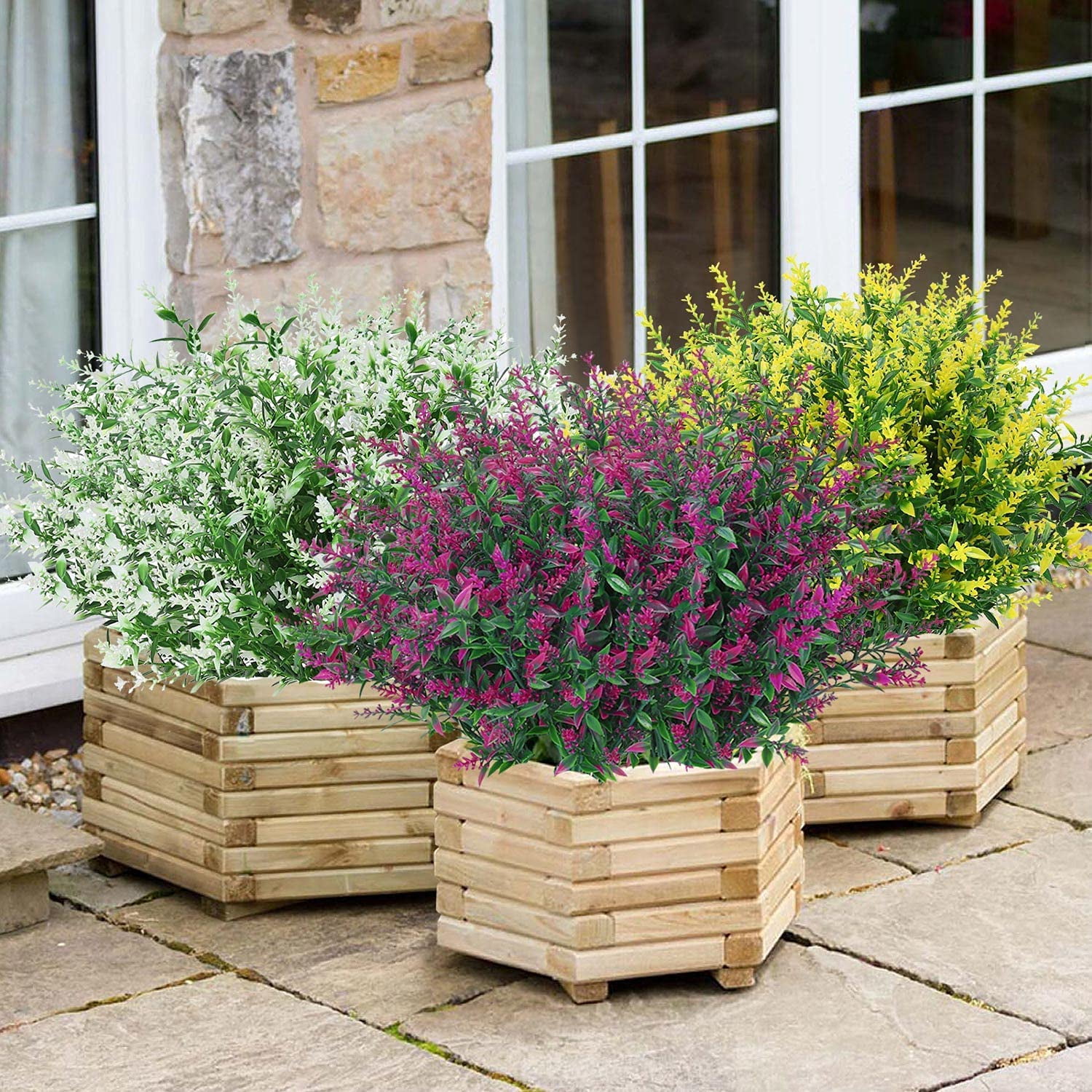 Sinhoon 12 Bundles Artificial Lavender Flowers Outdoor Fake Flowers for Decoration UV Resistant No Fade Faux Plastic Plants Garden Porch Window Box Décor (orchid)