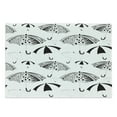 thumbnail image 1 of Black and White Cutting Board, Ornate Umbrella with Minimalist Stripes and Floral Features Art, Decorative Tempered Glass Cutting and Serving Board, Large Size, Black White, by Ambesonne, 1 of 1