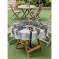 thumbnail image 4 of Outdoor Tablecloth with Umbrella Hole for Patio/Picnic/Party/Camping, Black Palm Tree Waterproof Table Cloth Round Cover Washable, Tropical Summer Coastal Vintage Gray (Dia 54"), 4 of 9