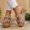 BEIGE, variant on Double Strap Wedge Sandals for Women, Platform Espadrilles with Cushioned Footbed and Slip-On Style for Beach Walks