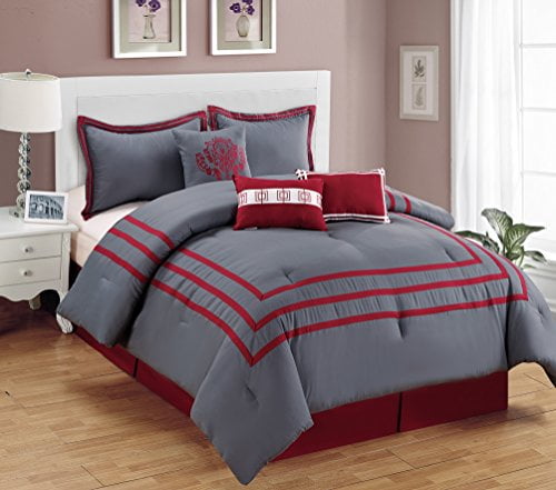 red and grey bedroom