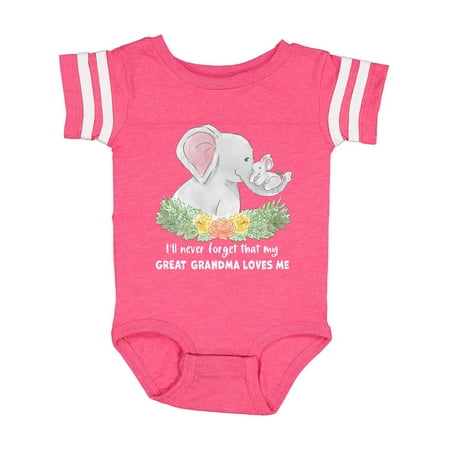 

Inktastic I ll Never Forget That My Great Grandma Loves Me Elephants Gift Baby Boy or Baby Girl Bodysuit