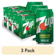 (3 pack) 7UP Caffeine Free Lemon Lime Soda Pop, 12 fl oz, 24 Pack Cans