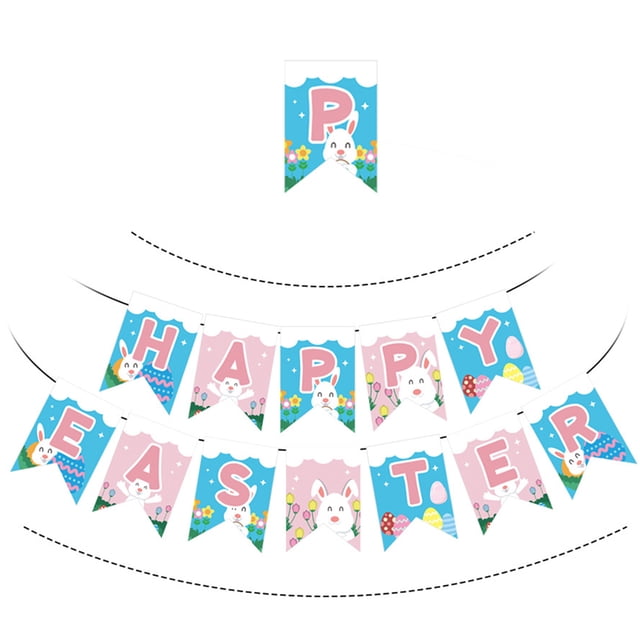 Easter Banner Set Hanging: Letter Bunting Banner Holiday Banner Party Decoration