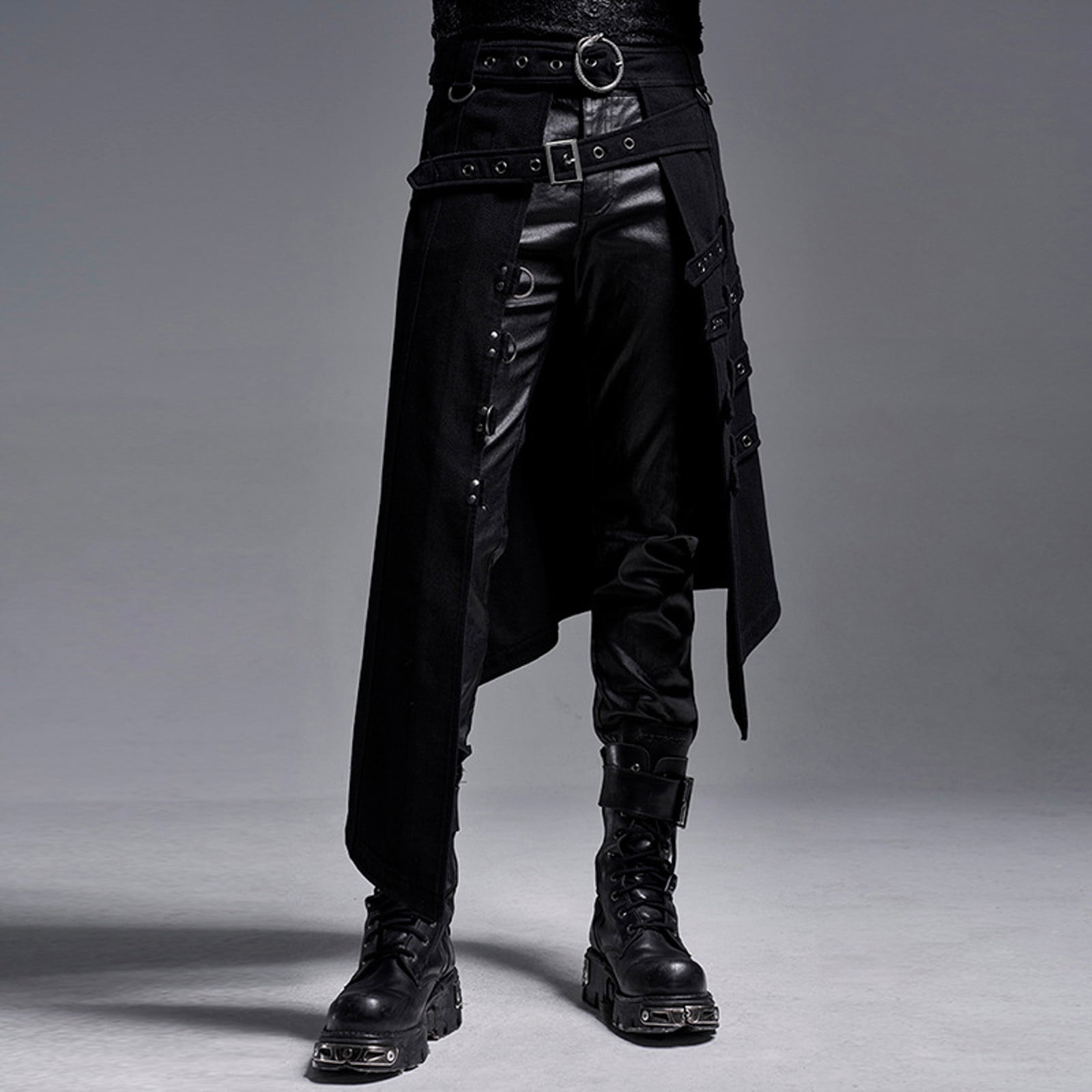 XIYON Pants For Men Trend Rock Punk Ashes Gothic Asymmetrical Punk