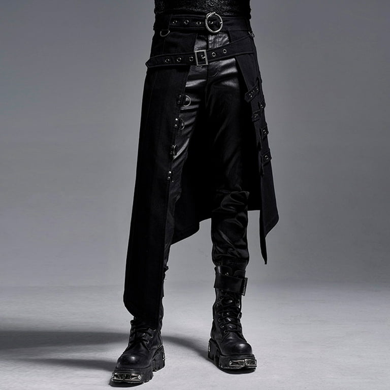 パンツ no future half pants gothic XIYON Pants For Men Trend Rock Punk Ashes Gothic Asymmetrical Punk